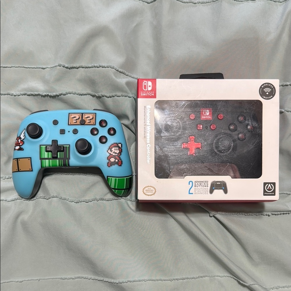 Nintendo Blue Switch Controller Ergonomic Design and BRAND NEW Black Controller